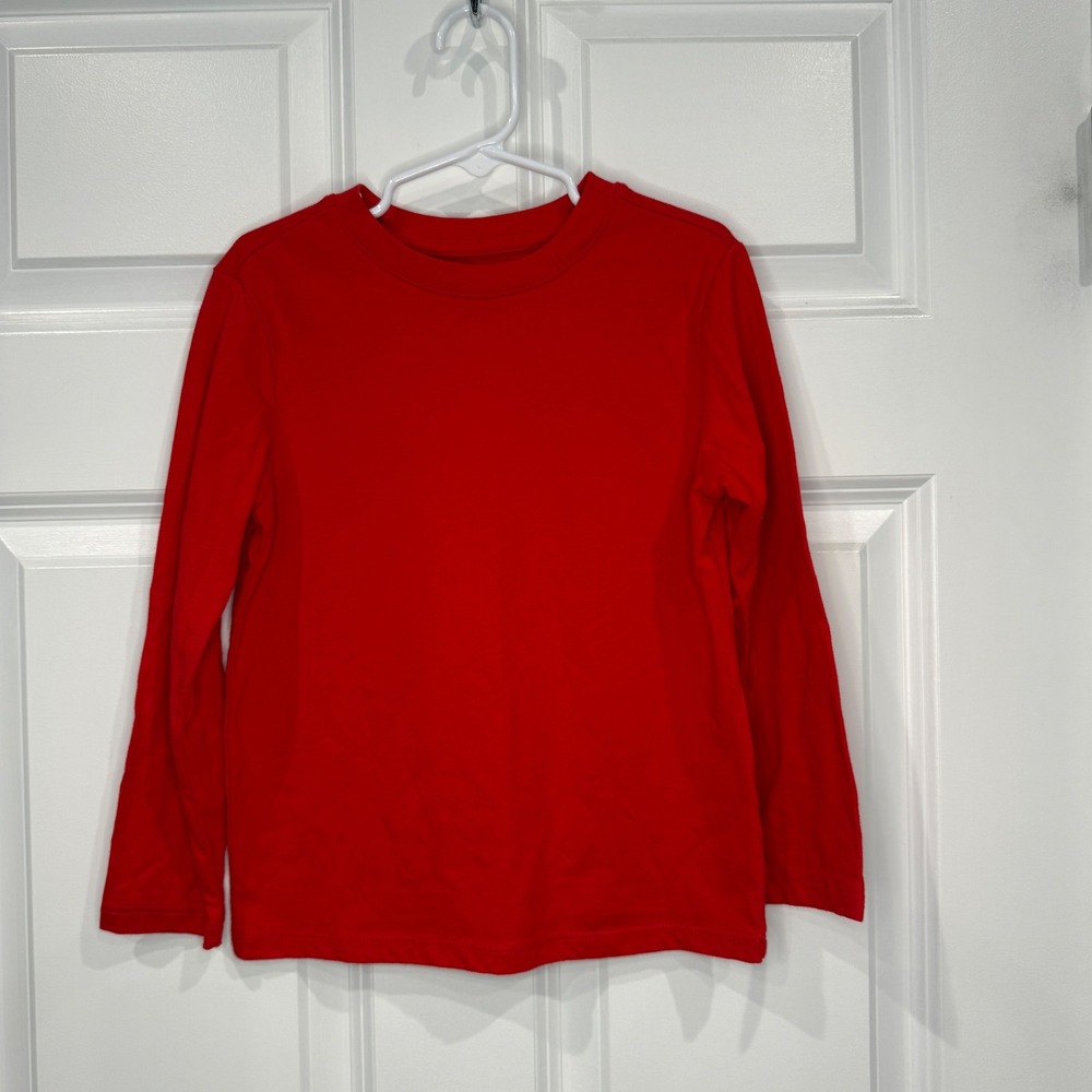 Cat & Jack Boys Red‎ Long Sleeve Crewneck T-Shirt Size XS 4/5 Basic Tee